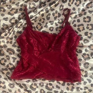 shein red lacy crop top (s: XS)